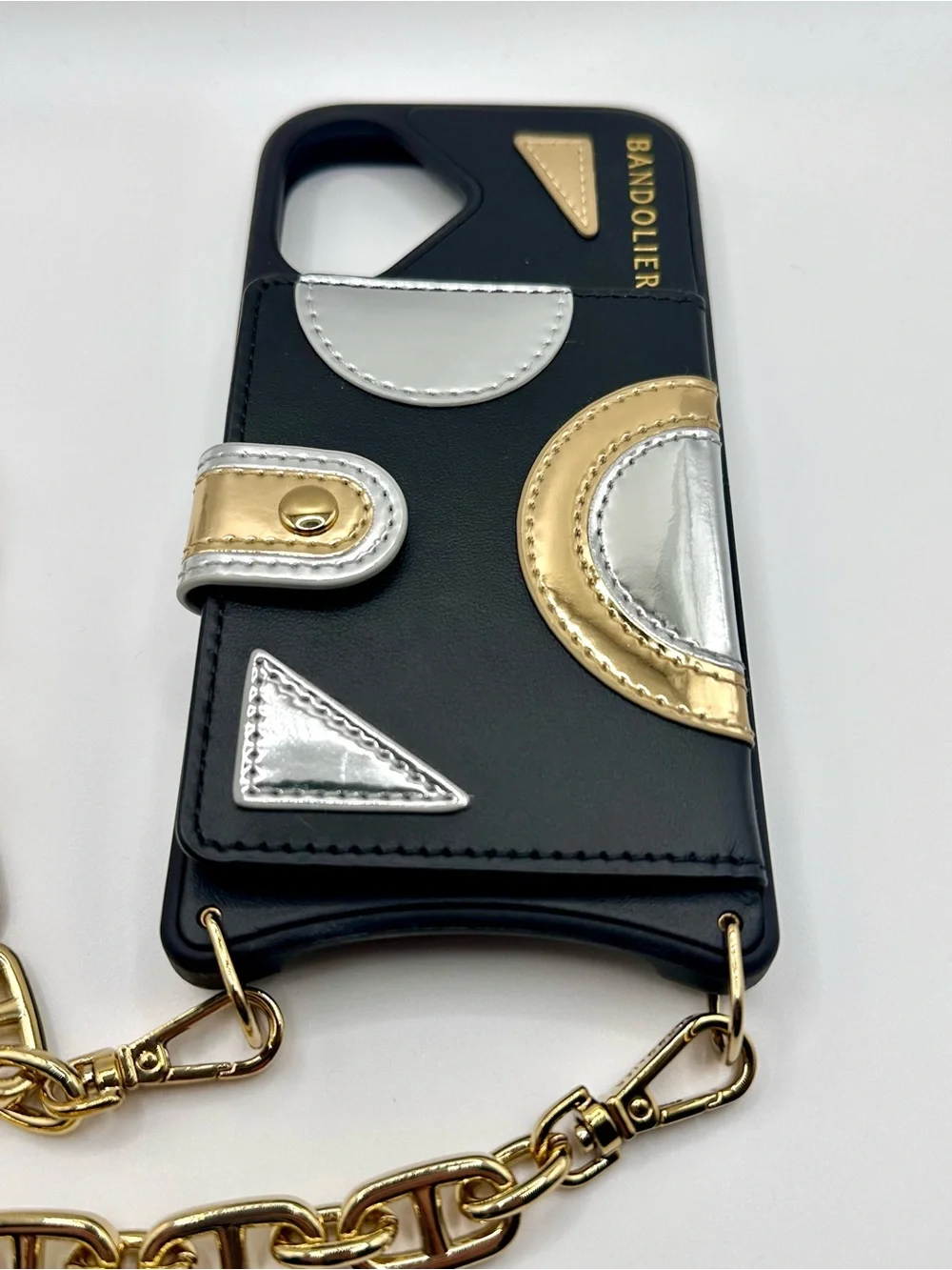 Bandolier Isla Magsafe Wristlet Phone Case Black Gold iPhone 16 Card Slots